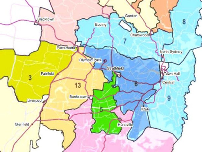 Dark blue represents where the bus strikes will take place. Picture: Rail, Tram and Bus Union