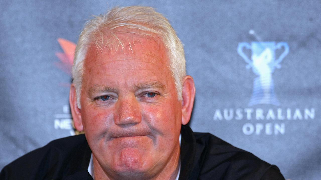Herden faces the media in 2008 after John Daly’s meltdown at the Australian Open.