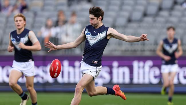 PERTH, AUSTRALIA - JUNE 23: Christian Moraes of Victoria Metro in action during the Marsh AFL National Championships match between U18 Boys Western Australia and Victoria Metro at Optus Stadium on June 23, 2024 in Perth, Australia. (Photo by Paul Kane/AFL Photos)