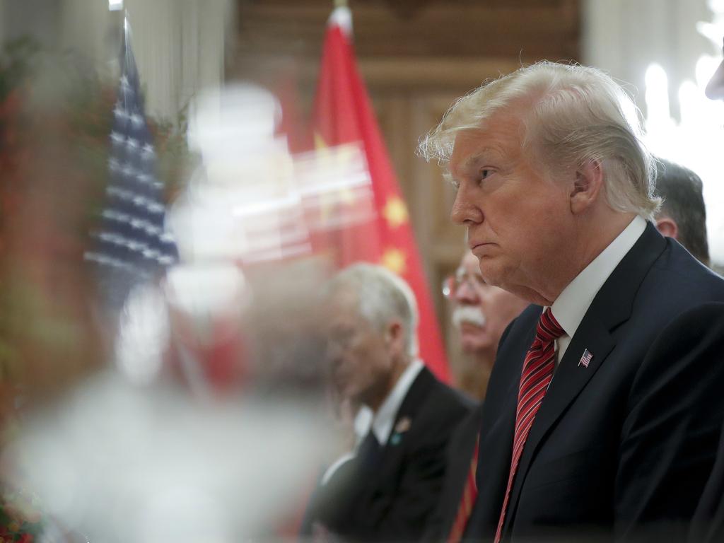 President Donald Trump listens to China's President Xi Jinping speak during their bilateral meeting at the G20 Summit on Saturday. Picture: AP