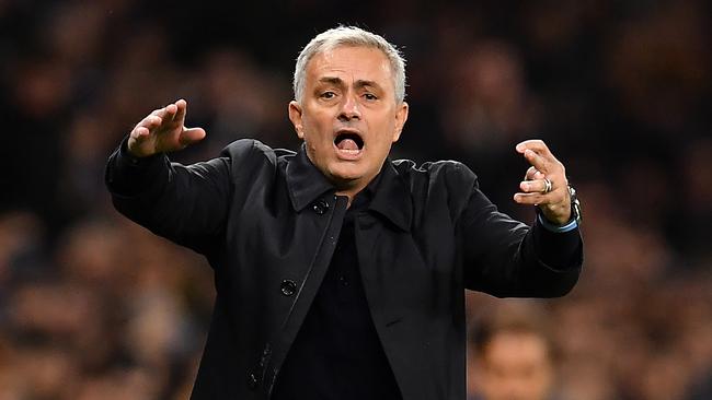 LONDON, ENGLAND - NOVEMBER 26: Jose Mourinho, Manager of of Tottenham Hotspur reacts during the UEFA Champions League group B match between Tottenham Hotspur and Olympiacos FC at Tottenham Hotspur Stadium on November 26, 2019 in London, United Kingdom. (Photo by Justin Setterfield/Getty Images)