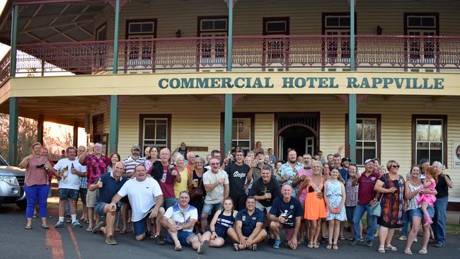 NRL legends and Rappville residents outside the  Rappville Pub.