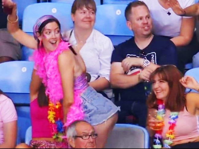 One fan seemed to be enjoying the refreshments at the Rugby Sevens.