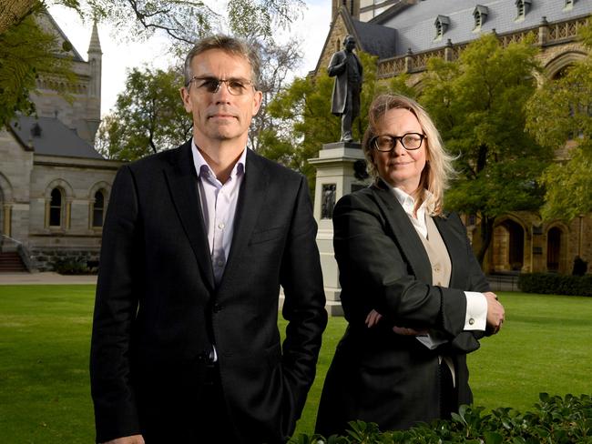 ADELAIDE UNIVERSITY. University of Adelaide Peter Hoj and Professor Katrina Falkner on the 24th June, 2021. Picture: Tricia Watkinson