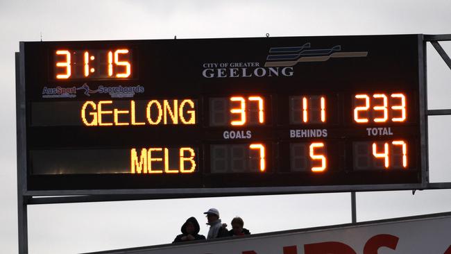 The final score from Melbourne’s loss to Geelong.