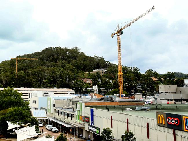 Cranes pictured in the Gosford CBD. Picture: Sue Graham