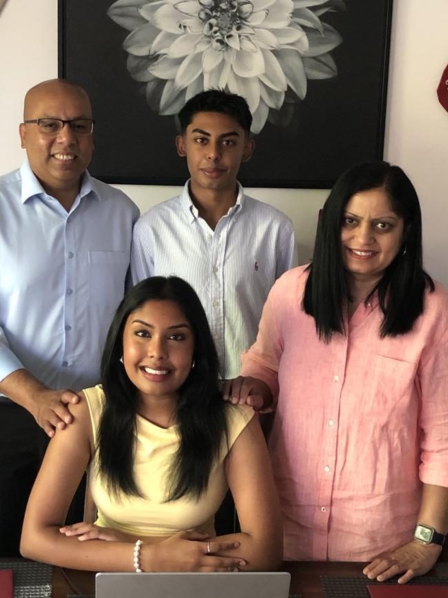 Sehreem pictured with her family – Sharoon, Sharaim and Shabnam. Picture: Supplied.