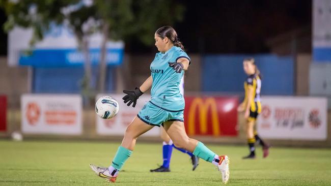 Hellenic goalkeeper Tayah Hartog has been very impressive in the 2023 NT Football Women's Premier League. Picture: Daniel Abrantes