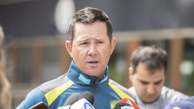 Newly appointed Bupa Support Team Assistant Coach, Ricky Ponting, speaks to the media outside the MCG, Melbourne, Sunday, February 10, 2019. (AAP Image/Ellen Smith) NO ARCHIVING