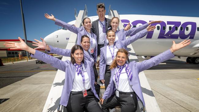 Bonza Airline lands at Avalon Airport. Picture: Tony Gough