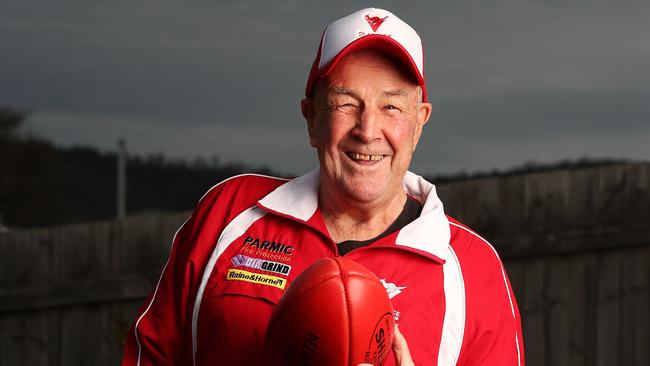 Kevin Palmer who was part of the Clarence Football Club 1970 premiership side and loves Tassie footy and wants us to have an AFL team. Picture: Nikki Davis-Jones