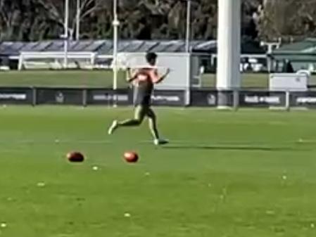 Collingwood AFL superstar Nick Daicos pictured during a training session after he was officially ruled out against the finals opener against Melbourne. Picture: NCA NewsWire