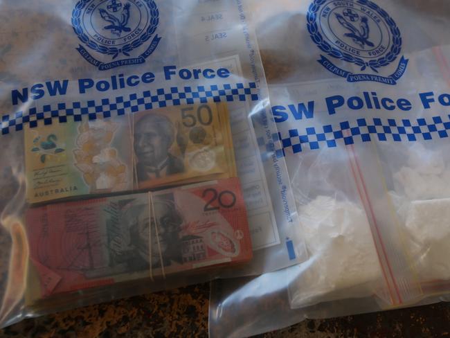 Cash and drugs seized during the raids on August 16. Picture: NSW Police