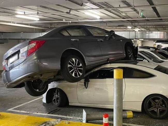 A Mercedes owner's carpark mishap has blown up online. Picture: Nine