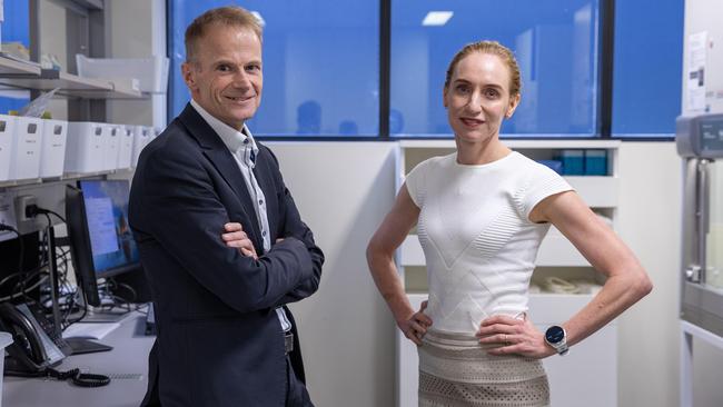 Joint Australians of the Year Richard Scolyer and Georgina Long in their lab. Picture: John Feder