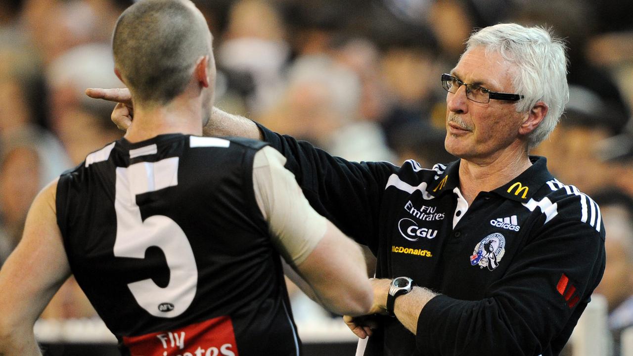 Mick Malthouse shows his frustration with Nick Maxwell.