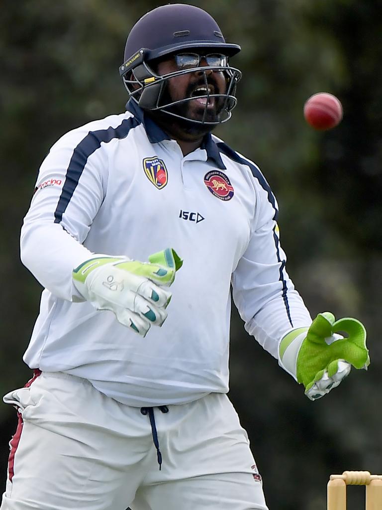 NMCA - Northern Socials keeper Dinindu Jayatillaka appeals for a wicket. Picture: Andy Brownbill