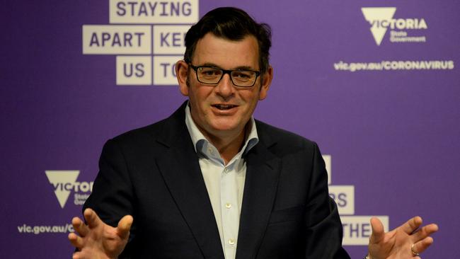 Victorian Premier Daniel Andrews gives his daily update on the COVID pandemic. Picture: NCA NewsWire / Andrew Henshaw