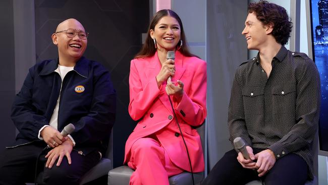 Jacob Batalon, Zendaya and Tom Holland speak during SiriusXM's Town Hall with the cast of Spider-Man: No Way Home in New York City. Picture: Getty Images for SiriusXM