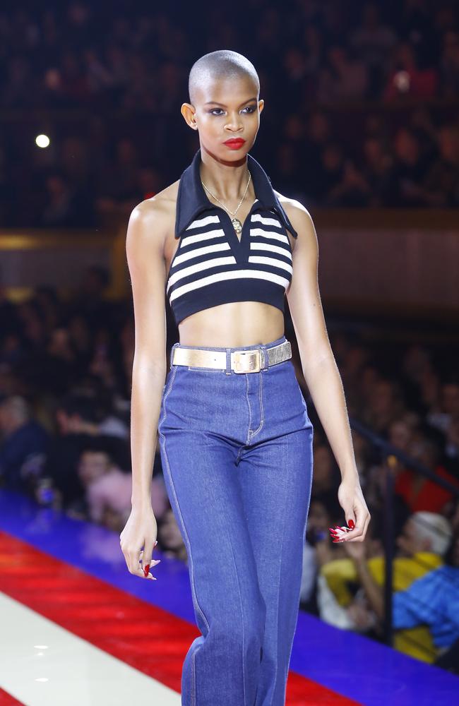 Crop tops and high-waisted flares by TommyXZendaya. Picture: AP Photo/Michel Euler