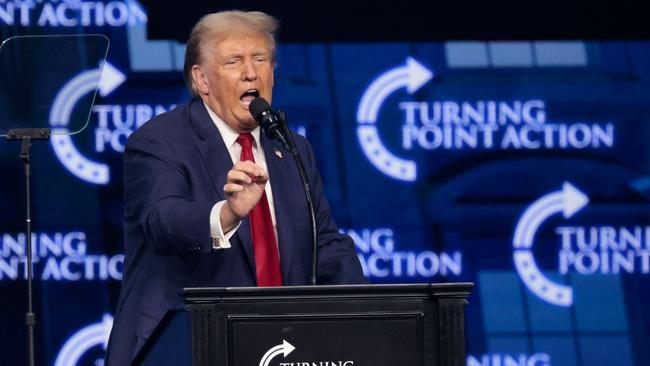 Donald Trump speaks at a rally in Detroit, Michigan. Picture: AFP.