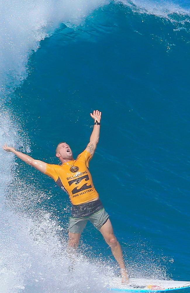 Fanning raises his arms aloft as he completes his moves. Picture: Karl Larsen/Coleman-Rayner.
