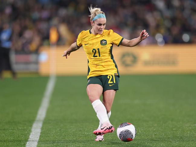 Ellie Carpenter came on as part of a five-player substitution with half an hour left to play. Picture: Getty Images