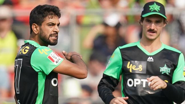 Haris Rauf celebrates one of his wickets. Picture: AAP