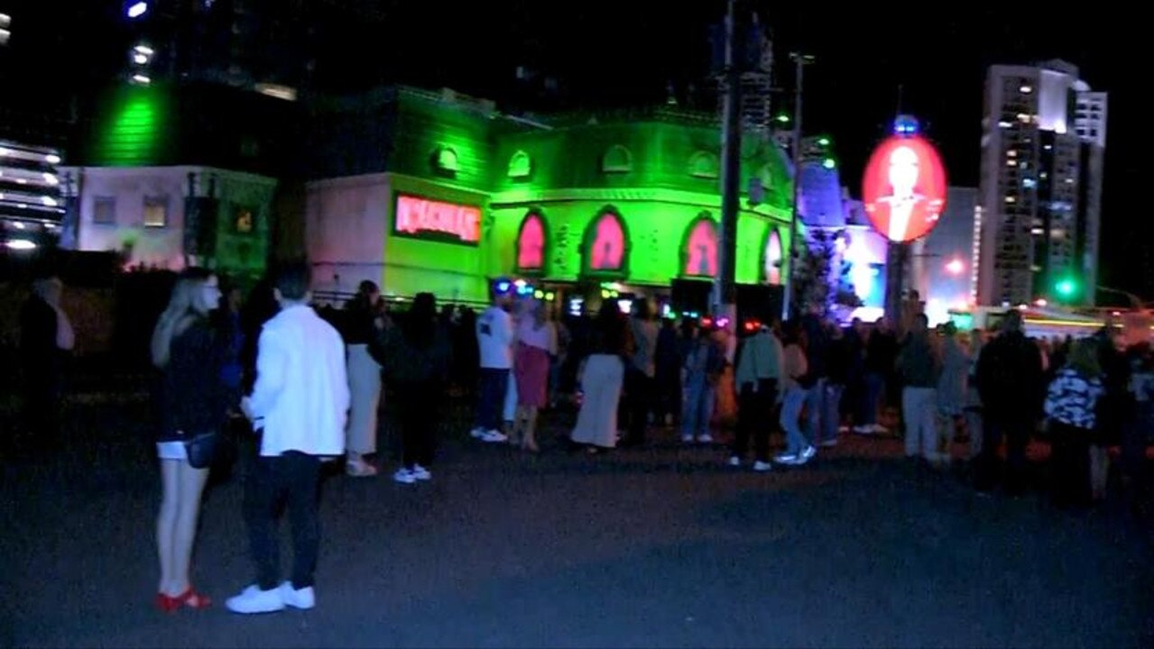 More than 200 people were evacuated after the fire in an industiral bin behind Dracula's. Picture: 7 News