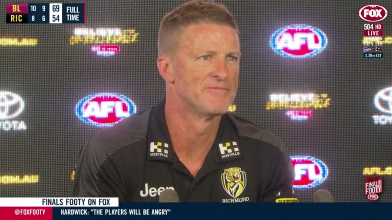 Damien Hardwick bristled when asked about his half-time comments about the umpiring.