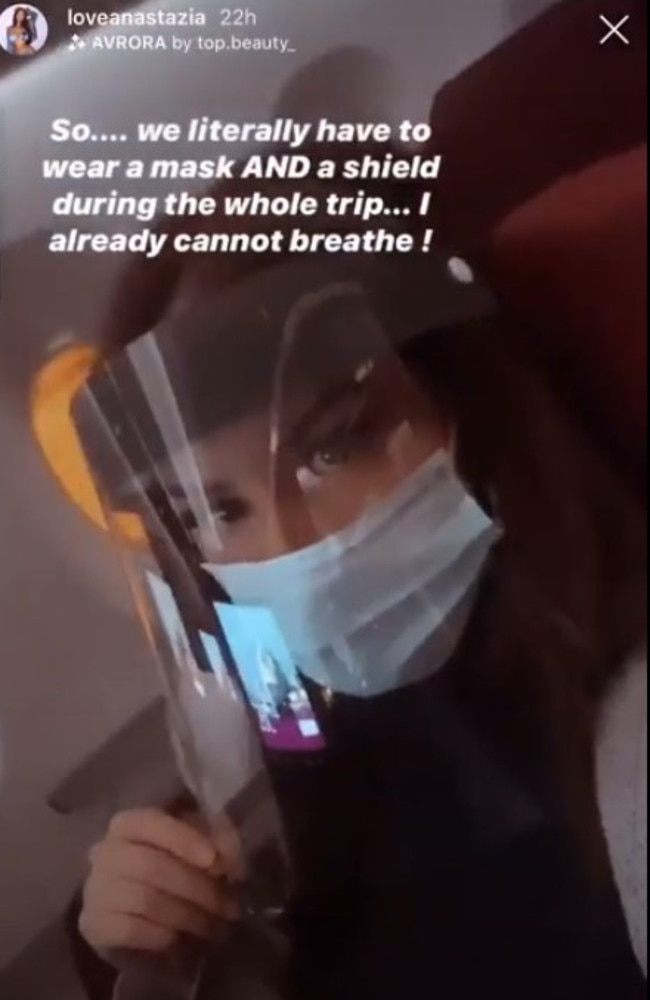 Passengers had to wear a face mask and shield. Picture: @loveanastazia