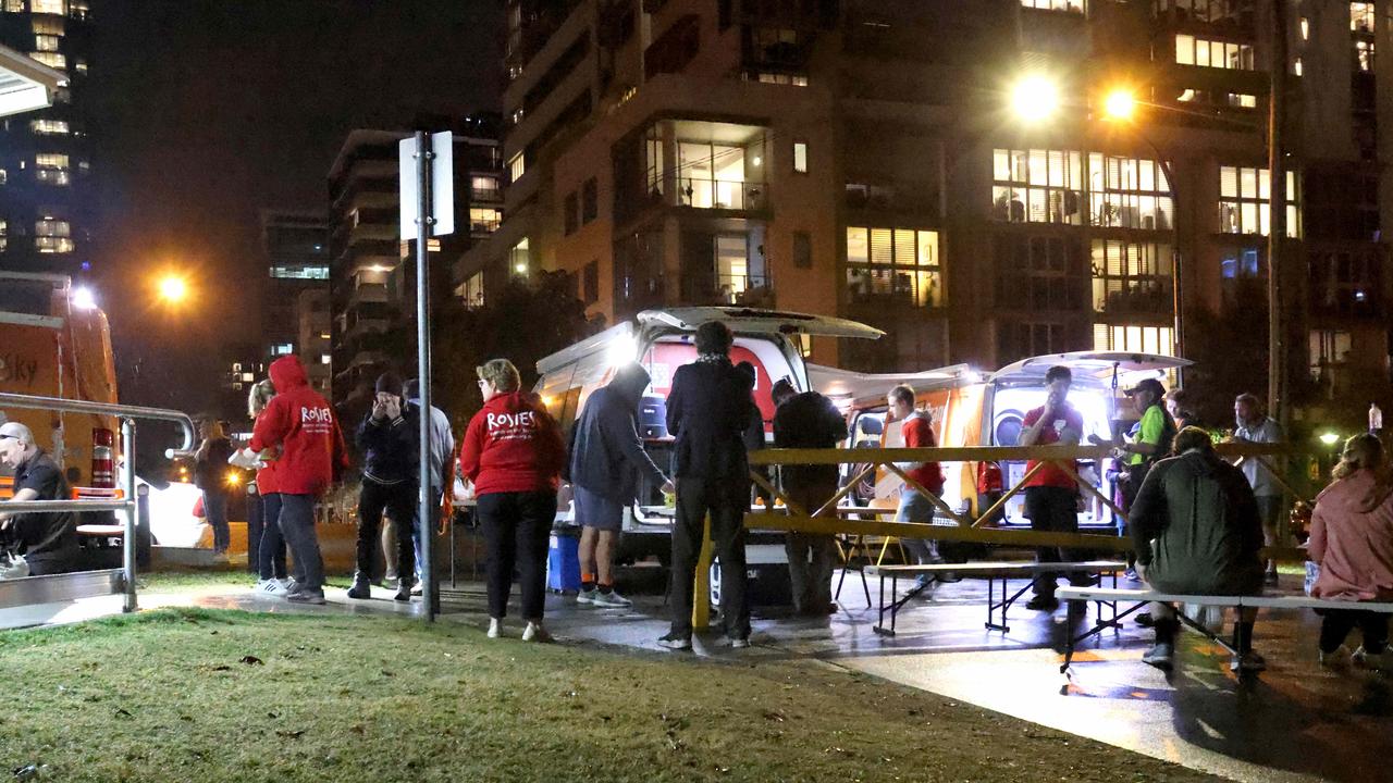 Charities feeding the homeless in Brisbane’s Musgrave Park. Picture: Steve Pohlner