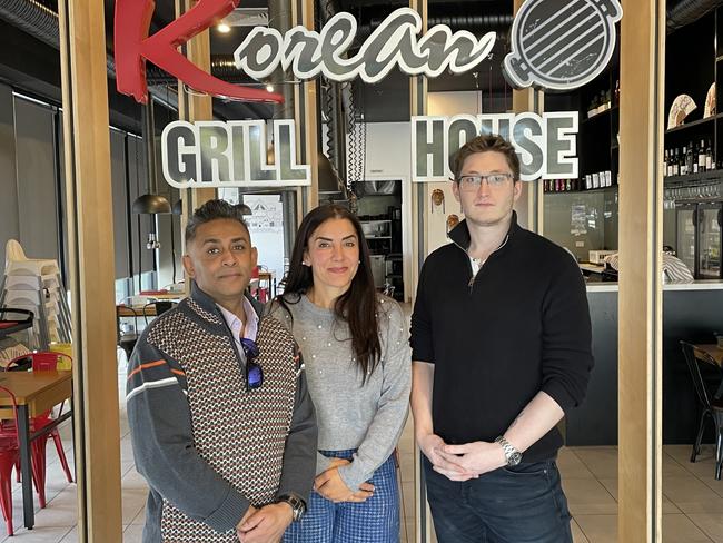 Korean Grill House owner Arlan Van Rooyen, Stella Issac and Aaron Simon are devastated that they will have to shut down at the end of the month.Picture: Athos Sirianos