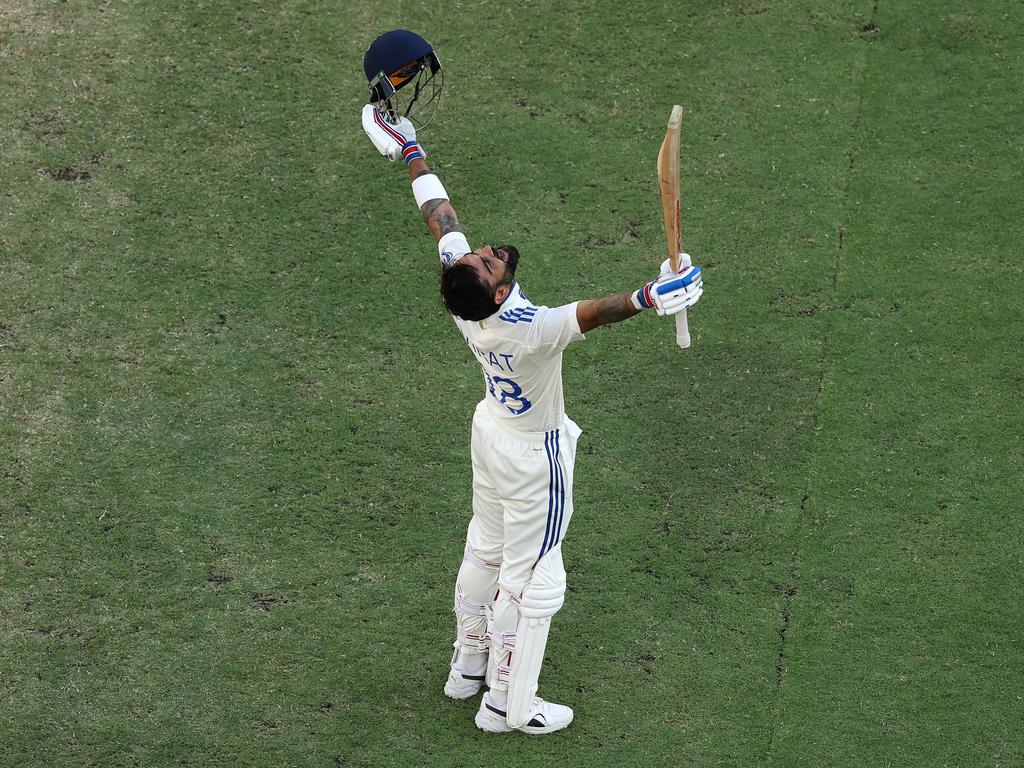 Virat Kohli celebrates reaching his century – just one area that highlights India’s dominance. Picture: Getty