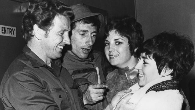 1969: Johnny Mac and Roy Wooding with Sue and Anne Wills.