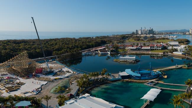 Sea World's New Atlantis precinct under construction. Picture: Village Roadshow Theme Parks