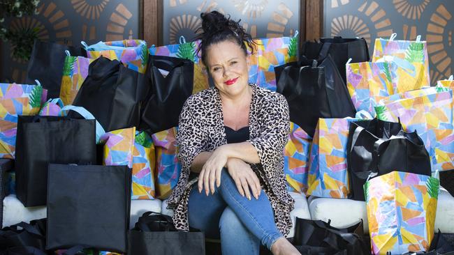 Lisa Wallis is helping her local Wynnum community by collecting goods and donating them to our most vulnerable. Picture: AAP/Renae Droop