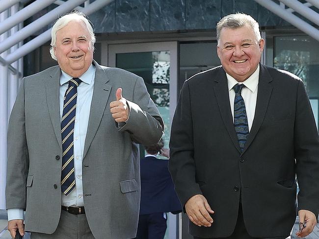 Clive Palmer with Craig Kelly in Parliament House in Canberra. Picture: NCA NewsWire