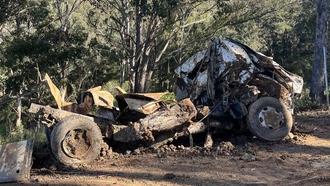 Police at the scene of a Menangle property on May 28, 2024 where a truck was located in the search for missing Brazllian diver Jhoni Fernandes Da Silva. Picture: NSW Police