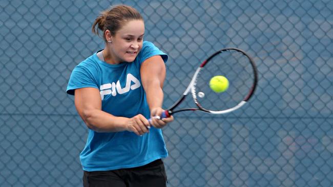 Barty prepares to face world No.1 Angelique Kerber. Picture: Annette Dew
