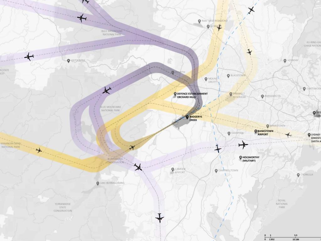 Preliminary flight paths for Western Sydney Airport have been released. Picture: Supplied by the NSW Government