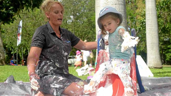 Katie Edwards from Milestones Norman Gardens with Ava Bradley who goes to a Warraburra playgroup. Picture: Jann Houley