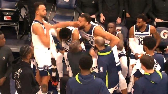 Rudy Gobert took a swing. Photo: Twitter, ESPN.
