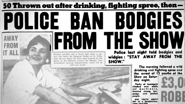 In September 1956 Bodgies were even banned from the Royal Melbourne Show. Picture: Trove