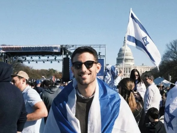 Yaron Lischinsky attends a March for Israel rally on the National Mall in Washington DC in November 2023. Picture: X @yaron_li/X