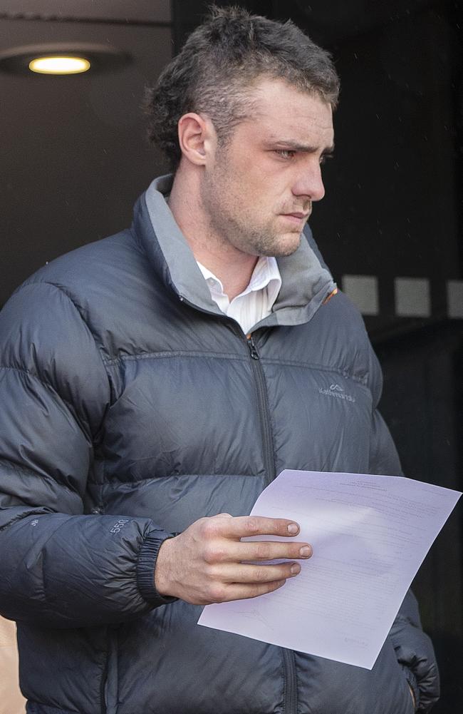 Kobe Brenden McCauley leaves the Hobart Magistrates Court.
