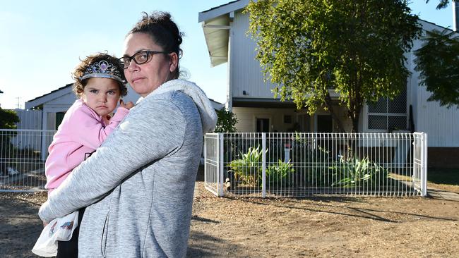 Tania Porter with her three-year-old granddaughter Ema outside their home in Moree, in northern NSW. Picture: Paul Mathews