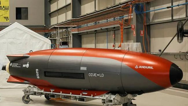 A prototype of Anduril’s extra-large unmanned underwater vehicle, Ghost Shark. Picture: Supplied