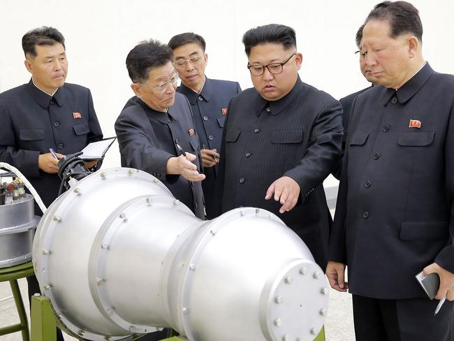 North Korea claims it has developed a hydrogen bomb, which can be loaded into the country’s new intercontinental ballistic missile. Picture: KCNA/AFP