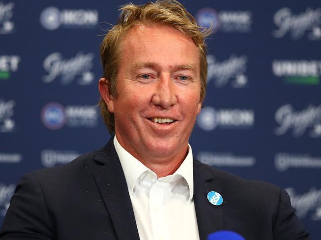 BRISBANE, AUSTRALIA - AUGUST 27: Roosters Head Coach Trent Robinson speaks to media during the round 24 NRL match between the Sydney Roosters and the South Sydney Rabbitohs at Suncorp Stadium, on August 27, 2021, in Brisbane, Australia. (Photo by Chris Hyde/Getty Images)